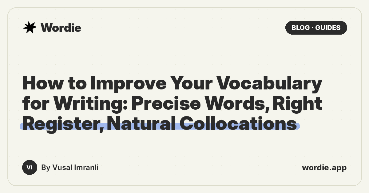 How to Improve Your Vocabulary for Writing: Precise Words, Right Register, Natural Collocations
