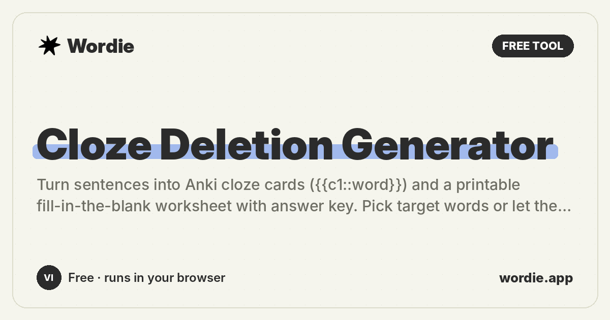 Cloze Deletion Generator