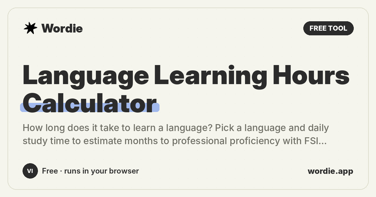 Language Learning Hours Calculator