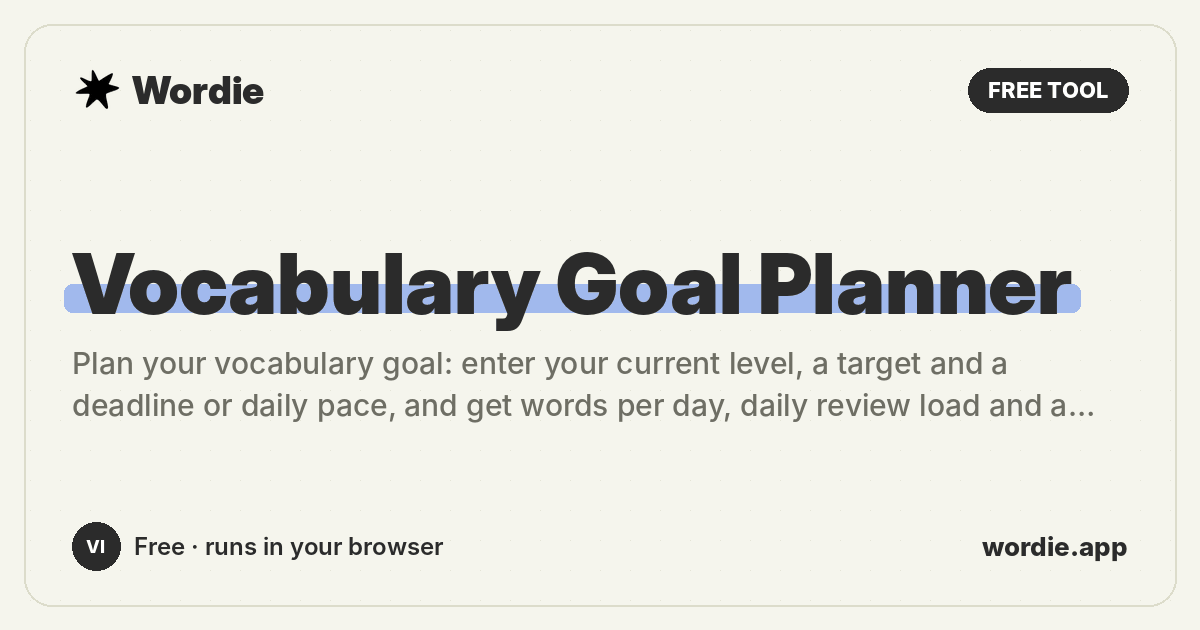 Vocabulary Goal Planner